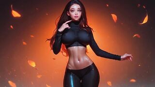 Flawless Body Large Tits and Hawt Abdomen Beauty Dancing! Hard Teats Brunette hair