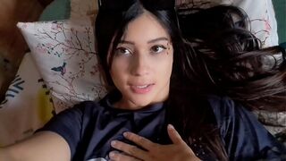 Colombian woman touches herself and shows her large bazookas