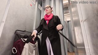 Daring Fitting Room Try-On with the Curtain Left Open in Public!