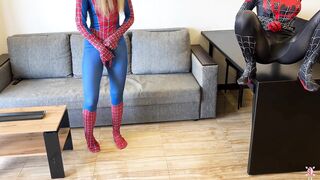 - Oh, no, I was bitten by a ebony spider! - And I was bitten by a red one. Let's squirt!