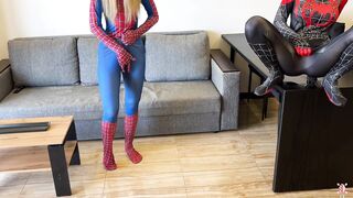 - Oh, no, I was bitten by a ebony spider! - And I was bitten by a red one. Let's squirt!