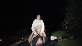 Smutty Wife Twat Licking and Riding Dick Outdoors