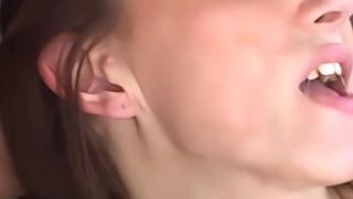 After some solid rimming with a random chap, a small sweetheart enjoys anal creampie flowing out from her constricted, destroyed butthole str8 to her throat