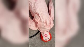 Pumping up a big blow up doll