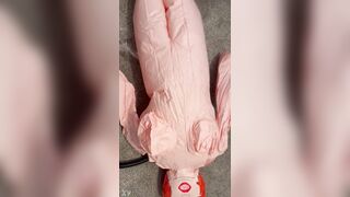 Pumping up a big blow up doll