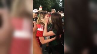 Russian and Mexican Girls makeout