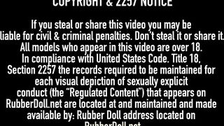 Busty Rubber Doll Spanks & StrapOn Fucks Rubber Painted Lady