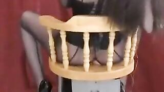 Sitting in the creampie eating chair