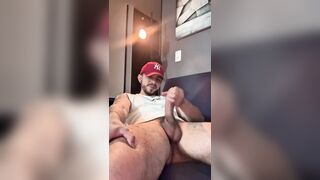 Youthful stud with massive dong takes out a large explosion of cum