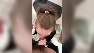 White floozy oral-sex in mall baths