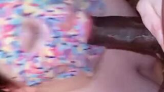 Cream pie filled glazed donut deepthroat