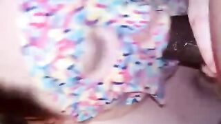 Cream pie filled glazed donut deepthroat