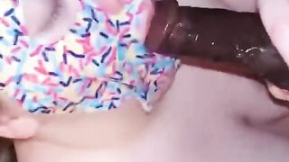 Cream pie filled glazed donut deepthroat