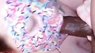 Cream pie filled glazed donut deepthroat