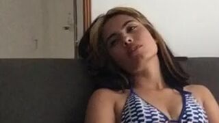 Hawt tattooed Latin babe records her reaction when masturbating for the 1st time with lush