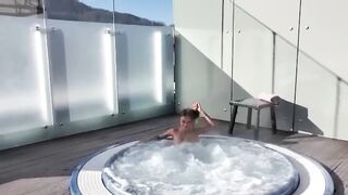 Hawt Monika Fox Takes Winter Jacuzzi In Mountains
