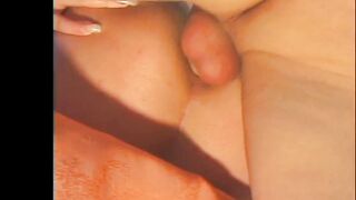 Hawt golden-haired in white nylons has her butt stuffed