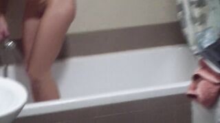 Nika in a washroom and her play with twat