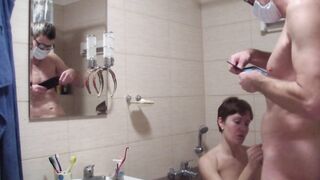 peculiar scrutiny of youthful russian student at her teacher´s baths