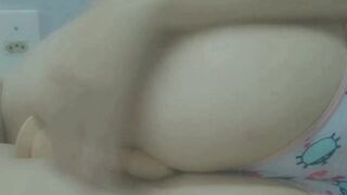 Grinding vibrator : Just a lustful student masturbation and touching herself whilst wearing such a cute pants