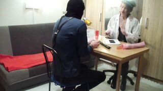 smutty lady interrogates a pliant dude - femdom sex