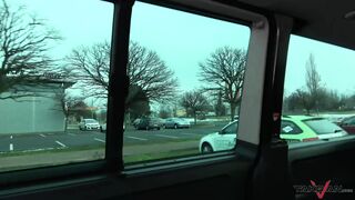 Little pink cunt gets goo decoration in the take-van