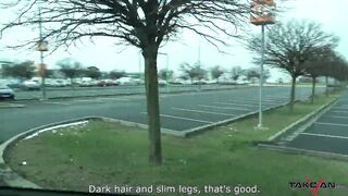 Little pink cunt gets goo decoration in the take-van