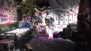 Wild fuckfest. Pierced and tattooed skank loves to be screwed and facialized