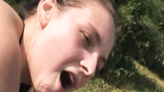 Outdoor sex for a large shlong and a naughty brunette hair