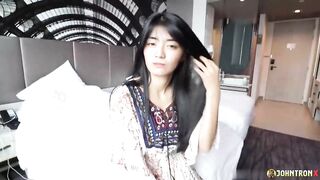 JohnTronX - Nice-looking shy cutie shows me her unshaved cunt and sucks my knob in POV fashion