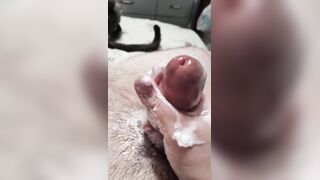 Getting my jock stroked with a ejaculation and groaning oily dong