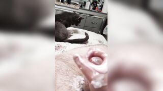 Getting my jock stroked with a ejaculation and groaning oily dong