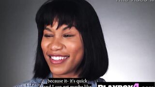 Large booty ebony mother I'd like to fuck excitement masturbation after sexy interview for the Playboy