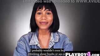 Large booty ebony mother I'd like to fuck excitement masturbation after sexy interview for the Playboy