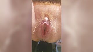 Gapped vagina sits on xxxxl goliath