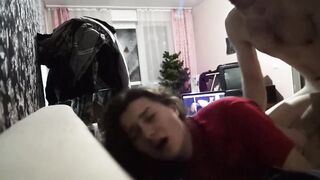 Breasty brunette hair with a large booty bangs her stepbrother