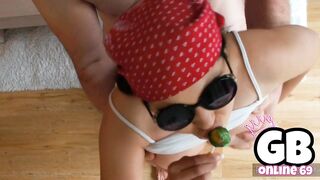 I bang the sitter hard (giant spunk fountain face)