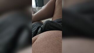 Step mamma can't resist and pulled out step son ramrod for a quick tugjob