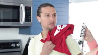 Breasty mother i'd like to fuck wraps her massive bazookas around stepson's wang