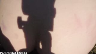 Risky public sex in mountains hiking adventures and spunk flow on butt