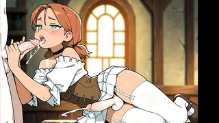 A hot trans woman serves customers in her tavern