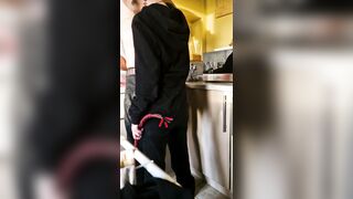 thrall washes the dishes, Headmistress with a whip