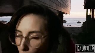 casey calvert real life sneaky public beach pov bj