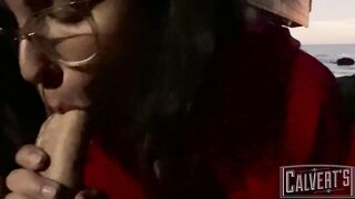 casey calvert real life sneaky public beach pov bj