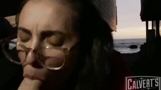 casey calvert real life sneaky public beach pov bj