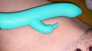 Slutty Curly And Creamy Vagina Playing With A Rabbit Sex-toy Quickie