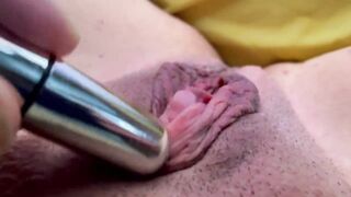 Playing With Large Clitoris and Sex-toy Bullet Close Up