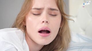 Stepfather couldn't resist seeing his stepdaughter masturbating and filled her holes with cum