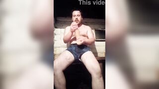 Homo amateur from Russian Federation tests his thick wet booty for strength with booty slam with a giant weenie! His assholes are flowing with fun!