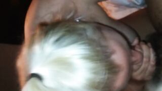 Sucking coworkers knob whilst hubby's at work